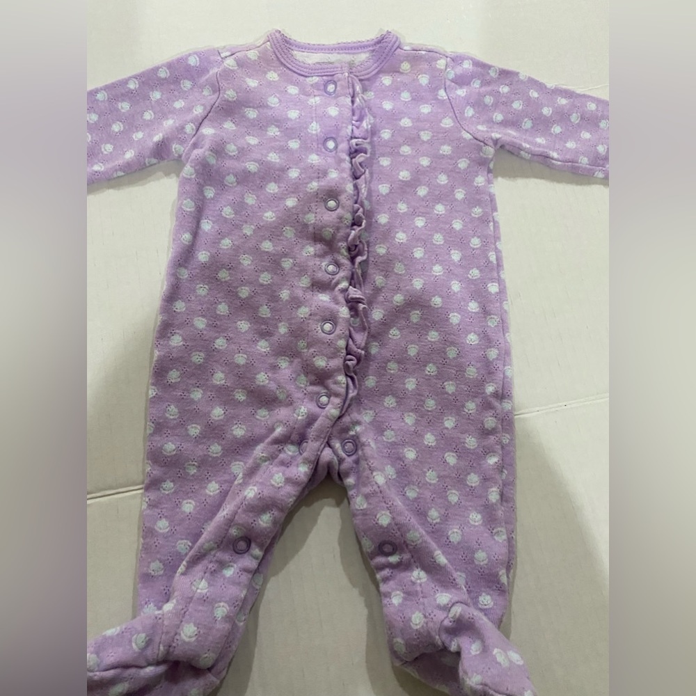 Carters toddler girl purple sleeper with blue flowers size 3 months